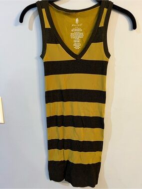 NWOT Free People - Striped Sleeveless Knit Dress in Olive Green and Black